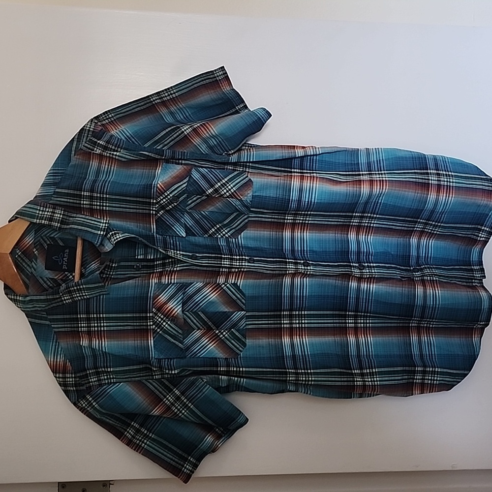 Button down, plaid Prana shirt - short sleeves